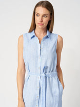 Load image into Gallery viewer, 120-lino-womens-pin-stripe-linen-dress-in-placid-blue