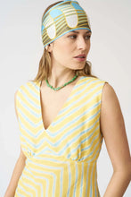 Load image into Gallery viewer, 32ALIW4PJ5G350100-100001-_-7813_120-percent-lino-stripe-wave-sleeveless-fitted-long-dress