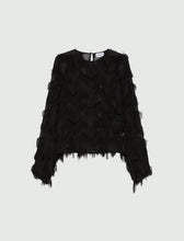 Load image into Gallery viewer, Marella Women's NOMME Fil Coupé Fringe Blouse in Black