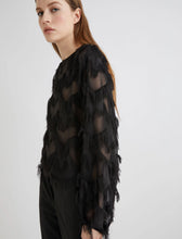 Load image into Gallery viewer, Marella Women's NOMME Fil Coupé Fringe Blouse in Black