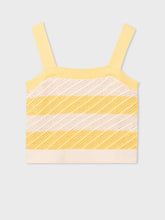 Load image into Gallery viewer, Paul-Smith-Ecru-and-Lemon-Stripe-Crochet-Vest-Top

