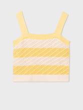 Load image into Gallery viewer, Paul-Smith-Ecru-and-Lemon-Stripe-Crochet-Vest-Top