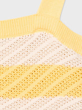 Load image into Gallery viewer, Paul-Smith-Ecru-and-Lemon-Stripe-Crochet-Vest-Top