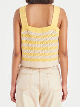 Load image into Gallery viewer, Paul-Smith-Ecru-and-Lemon-Stripe-Crochet-Vest-Top
