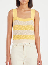 Load image into Gallery viewer, Paul-Smith-Ecru-and-Lemon-Stripe-Crochet-Vest-Top