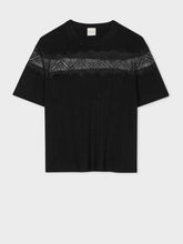 Load image into Gallery viewer, Paul-Smith-Women-s-Lace-Insert-Knitted-Short-Sleeve-Black-Top