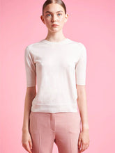 Load image into Gallery viewer, Paul-and-Joe-Alphonse-Short-fitted-Cashmere-Silk-Sweater-Ecru
