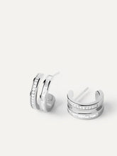 Load image into Gallery viewer, PdPaola-Bianca-Double-Band-Silver-Hoops