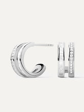 Load image into Gallery viewer, PdPaola-Bianca-Double-Band-Silver-Hoops