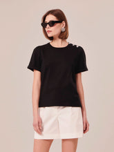 Load image into Gallery viewer, Tara-Jarmon-Tampa-Black-Jersey-T-Shirt