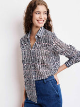 Load image into Gallery viewer, hartford-womens-coraz-navy-blue-printed-cotton-shirt