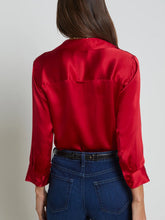 Load image into Gallery viewer, l-agence-dani-silk-satin-blouse-crimson-red