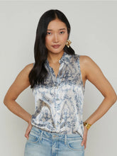 Load image into Gallery viewer, l-agence-emmy-sleeveless-silk-blouse-vintage-white-blue