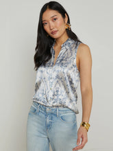 Load image into Gallery viewer, l-agence-emmy-sleeveless-silk-blouse-vintage-white-blue