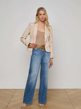 Load image into Gallery viewer, L'Agence Women's Jennah Jacquard Blazer in Neutral Crinkle Twill