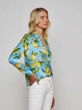 Load image into Gallery viewer, l-agence-tyler-silk-blouse-sky-blue-yellow-floral-lemon-2