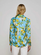 Load image into Gallery viewer, l-agence-tyler-silk-blouse-sky-blue-yellow-floral-lemon-2