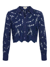 Load image into Gallery viewer, l-agence-womens-seychelle-lace-cropped-blouse-navy-40587PCS_SEYCHELLE