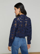 Load image into Gallery viewer, l-agence-womens-seychelle-lace-cropped-blouse-navy-40587PCS_SEYCHELLE