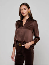 Load image into Gallery viewer, lagence-dani-silk-blouse-coffee-bean