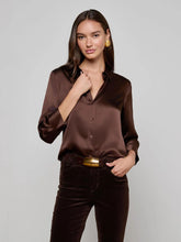 Load image into Gallery viewer, lagence-dani-silk-blouse-coffee-bean