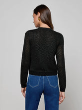 Load image into Gallery viewer, lagence-womens-blanca-sequin-cardigan-in-black-gunmetal-gold