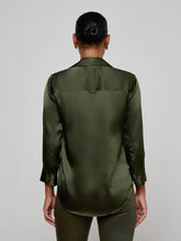 Load image into Gallery viewer, lagence-womens-dani-3-4-silk-blouse-in-deep-olive