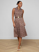 Load image into Gallery viewer, lagence-womens-kylo-belted-shirt-dress-in-cardamom-ecru-polka-dot