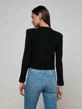 Load image into Gallery viewer, lagence-womens-patsy-cropped-cardigan-in-black-gold