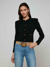 Load image into Gallery viewer, lagence-womens-patsy-cropped-cardigan-in-black-gold
