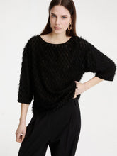 Load image into Gallery viewer, marella-womens-barca-fringe-t-shirt-in-black