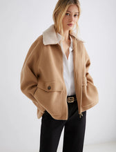 Load image into Gallery viewer, marella-womens-double-faced-wool-blend-heavy-jacket-camel