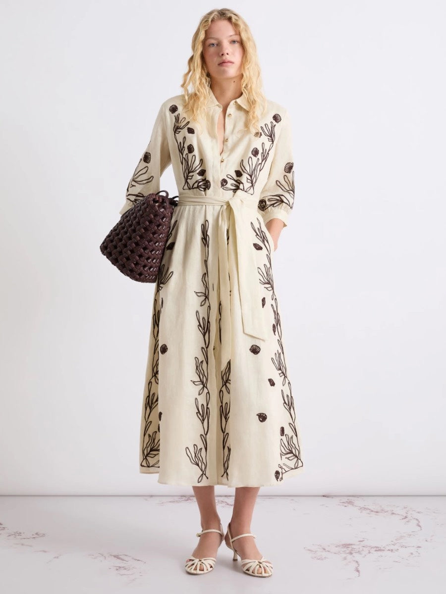 Marella Women's MLLBANDA Embroidered Linen Dress - CREAM bowns cambridge Marella Women's MLLBANDA Embroidered Linen Dress - CREAM bowns cambridge