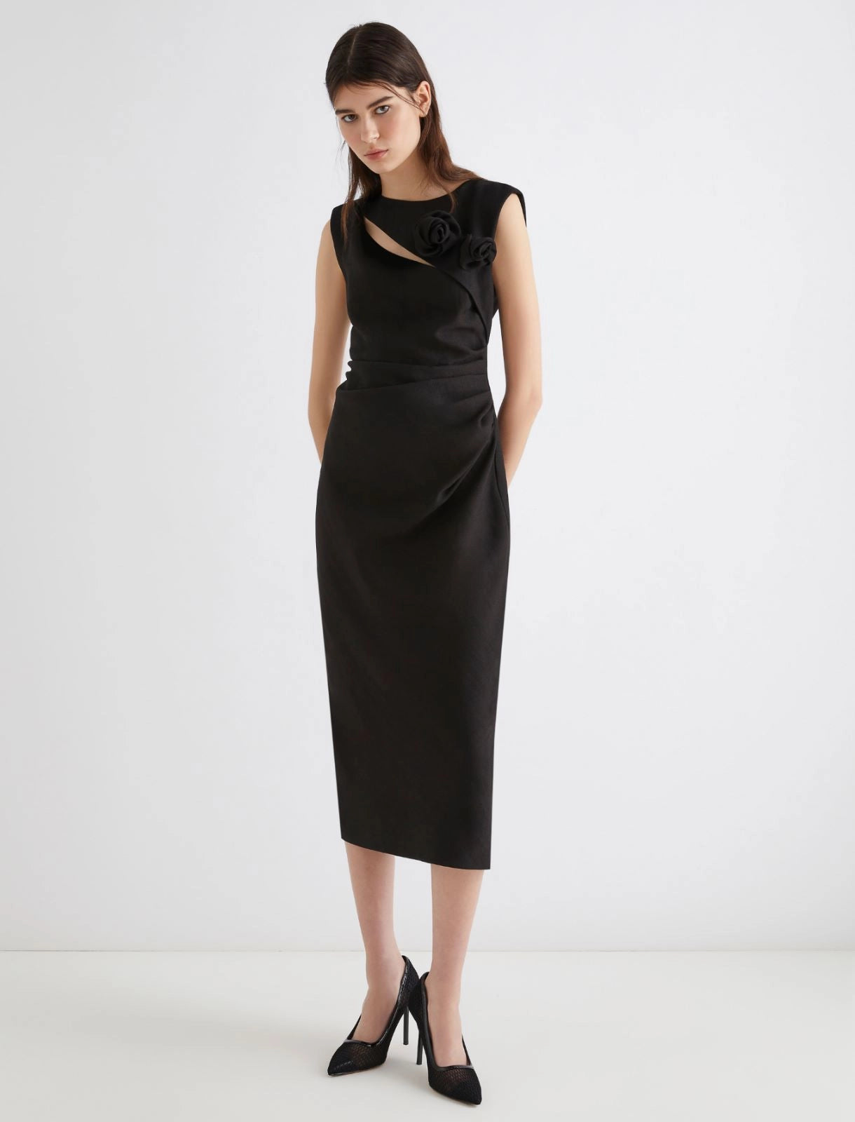 black skin fit dress Long-Sleeve Draped Mini Dress in Black Oh Polly Black : Party Dresses : VogaCloset Kazakhstan