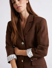 Load image into Gallery viewer, marella-womens-single-breasted-linen-blend-blazer-brown