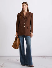 Load image into Gallery viewer, marella-womens-single-breasted-linen-blend-blazer-brown