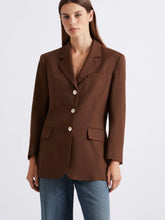 Load image into Gallery viewer, marella-womens-single-breasted-linen-blend-blazer-brown