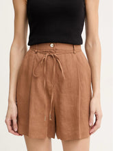 Load image into Gallery viewer, marella-womens-zannata-linen-shorts-tobacco-brown