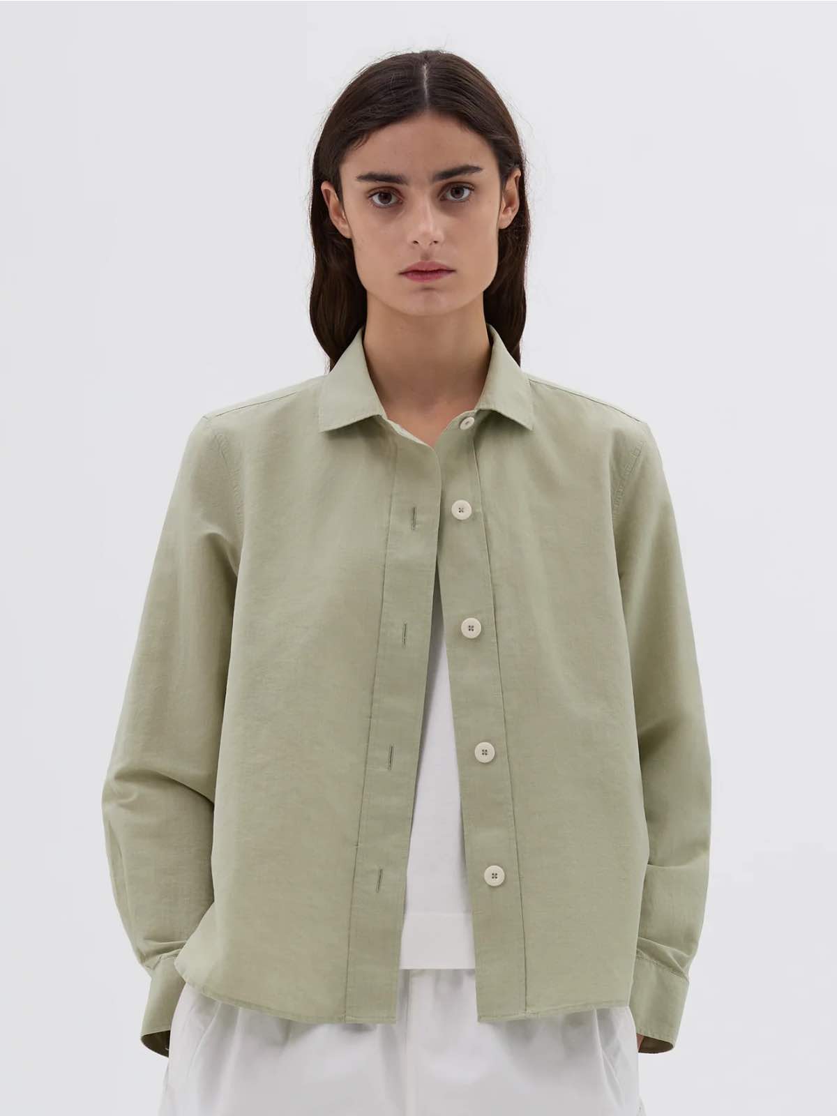 Margaret Howell MHL. Women's Lightweight Pale Green Shirt in