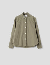Load image into Gallery viewer, margaret-howell-mhl-womens-mhl-simple-shirt-brushed-cotton-chambray-khaki-green
