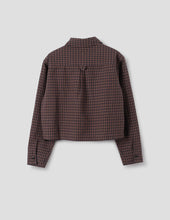 Load image into Gallery viewer, margaret-howell-womens-mhl-double-pocket-shirt-irregular-cotton-liinen-gingham-chestnut-ink