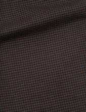 Load image into Gallery viewer, margaret-howell-womens-relaxed-crop-trousers-linen-wool-gingham-navy-warm-brown