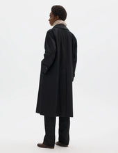 Load image into Gallery viewer, margaret-howell-womens-wool-lined-raglan-mac-showerproof-cotton-drill-black