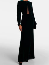 Load image into Gallery viewer, max-mara-baia-cutout-velvet-maxi-dress-green