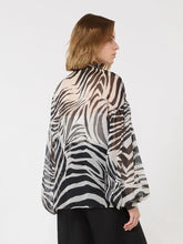 Load image into Gallery viewer, maxmara-studio-womens-printed-silk-chiffon-mstballata-blouse-black