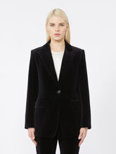 Load image into Gallery viewer, maxmara-studio-womens-quadro-smooth-velvet-blazer-black
