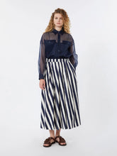 Load image into Gallery viewer, maxmara-weekend-wkduomo-printed-poplin-pleated-skirt-navy