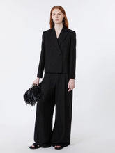 Load image into Gallery viewer, maxmara-womens-viscose-and-linen-wide-leg-wkdveliero-trousers-black