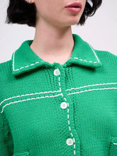 Load image into Gallery viewer, paul-and-joe-womens-chocolate-chunky-knit-cropped-cardigan