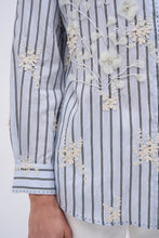 Load image into Gallery viewer, paul-and-joe-womens-fleurie-hand-embroidered-striped-cotton-poplin-shirt